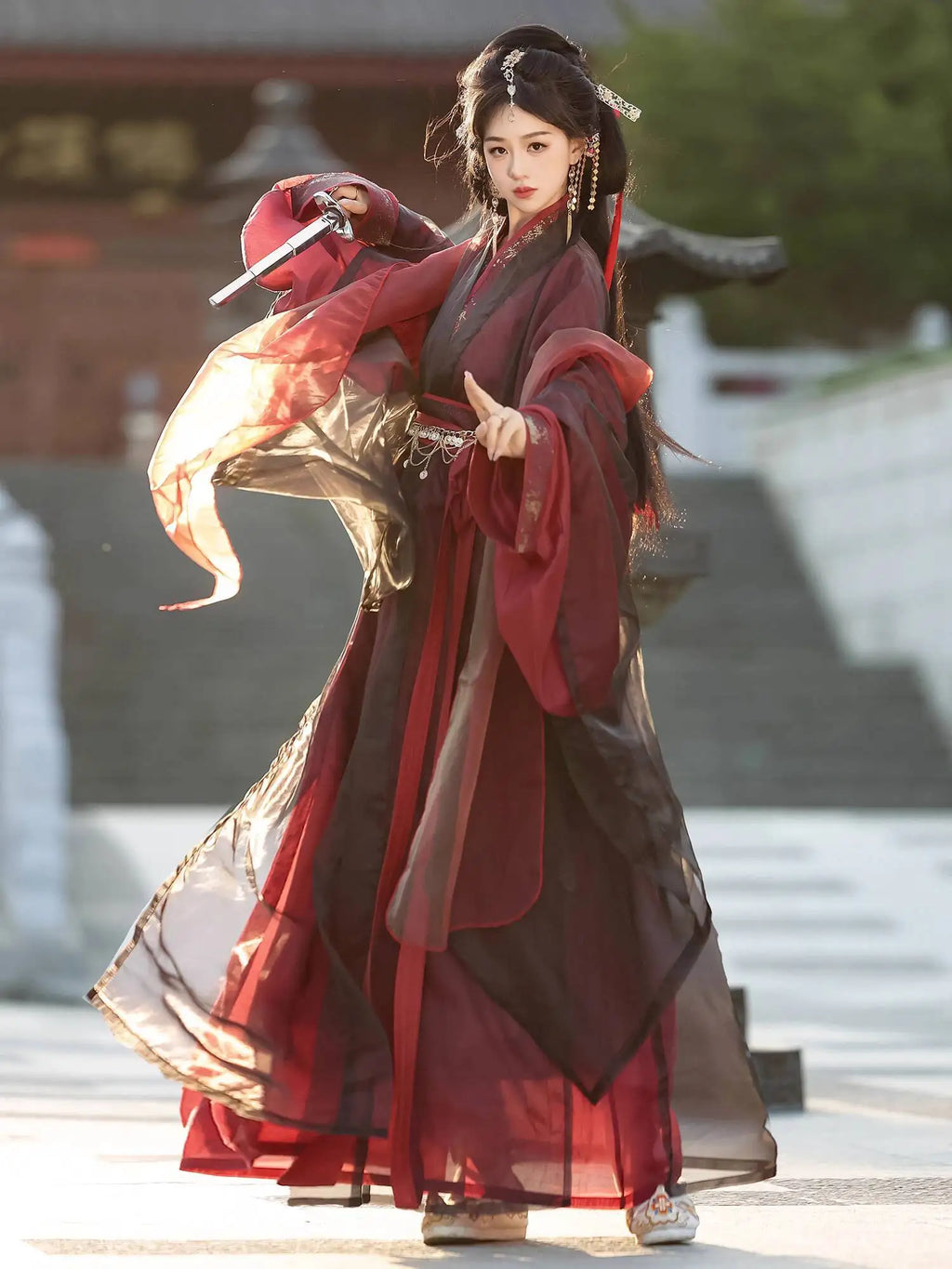 New Hanfu Women Wei-Jin Period Crossed Collars Warring States Robe Antiquities Fiesta Carnival Halloween Cos Cosplay