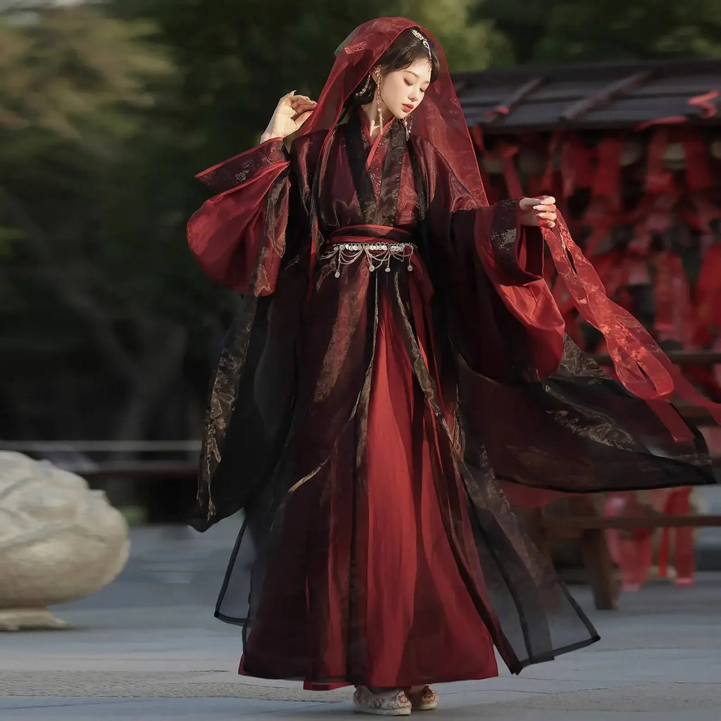 New Hanfu Women Wei-Jin Period Crossed Collars Warring States Robe Antiquities Fiesta Carnival Halloween Cos Cosplay