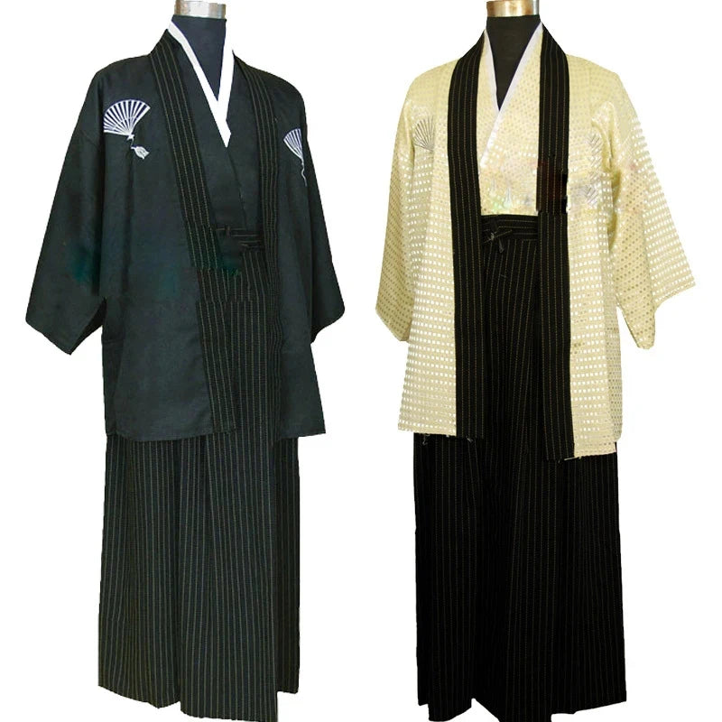 Vintage Japones Kimono Man Japanese Traditional Dress Male Yukata Stage Dance Costumes Hombres Quimono Men Samurai Clothing 89