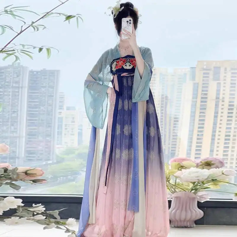 New Hanfu Women Tang System Restoring Wind Chest Length Skirt Original Daily Fairyism Fiesta Carnival Halloween Cos Cosplay