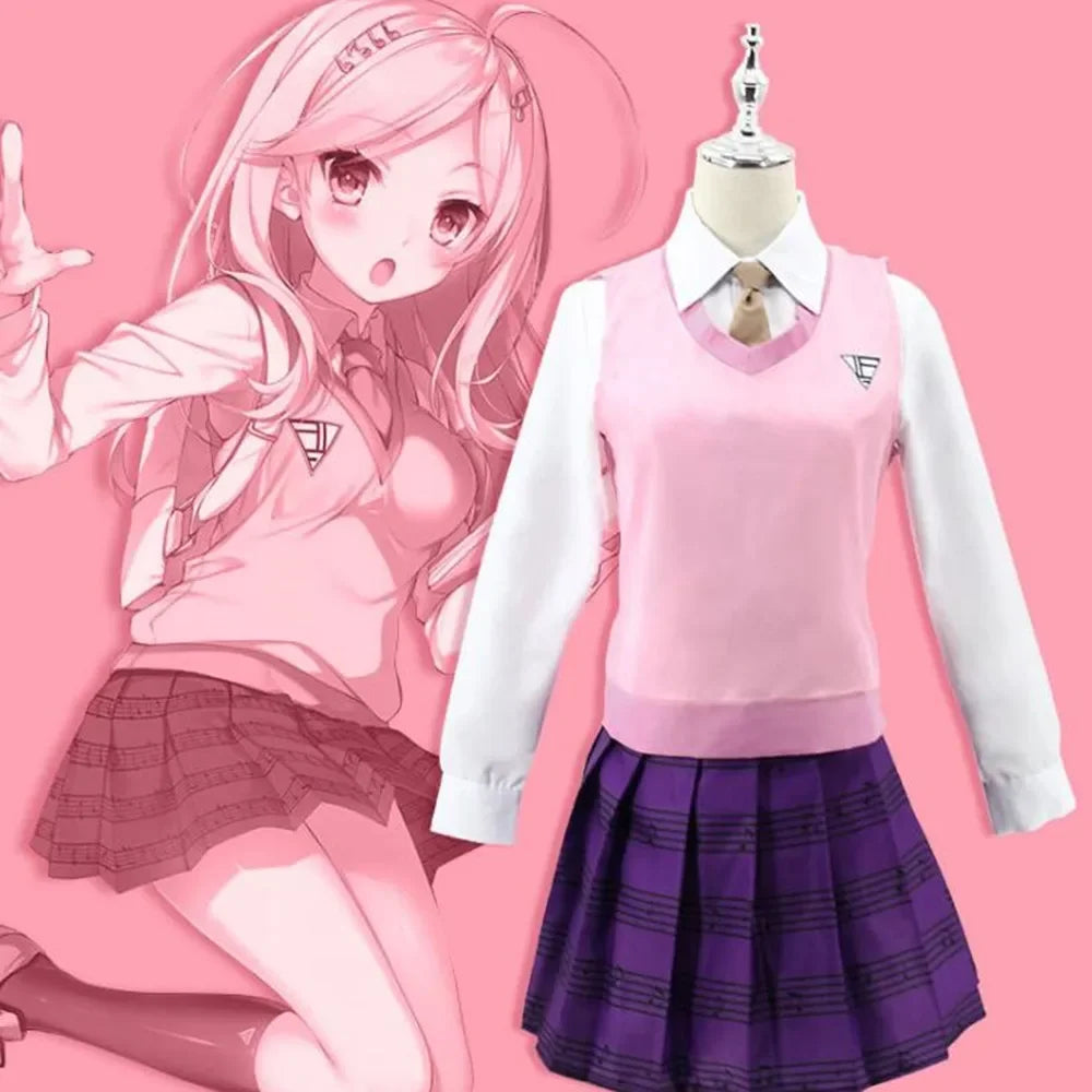 Game Danganronpa V3 Akamatsu Kaede Cosplay Costume Anime Women JK School Uniform Vetement Manga With Wig