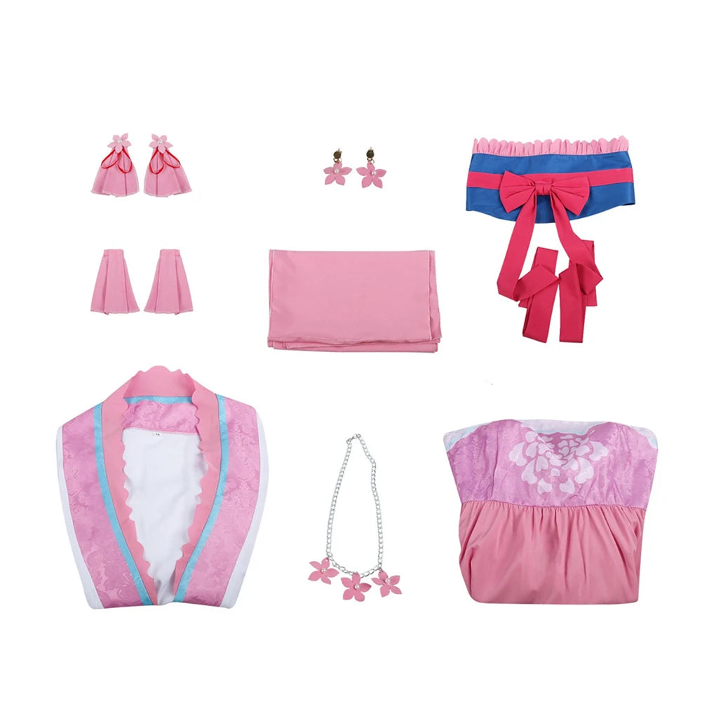 The Apothecary Anime Diaries Lady Lishu Dress Kimono Cosplay Costume Earrings Necklace Belt Women Outfits Halloween Fantasy Suit