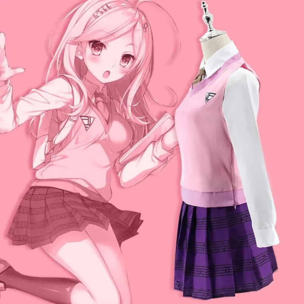 Game Danganronpa V3 Akamatsu Kaede Cosplay Costume Anime Women JK School Uniform Vetement Manga With Wig