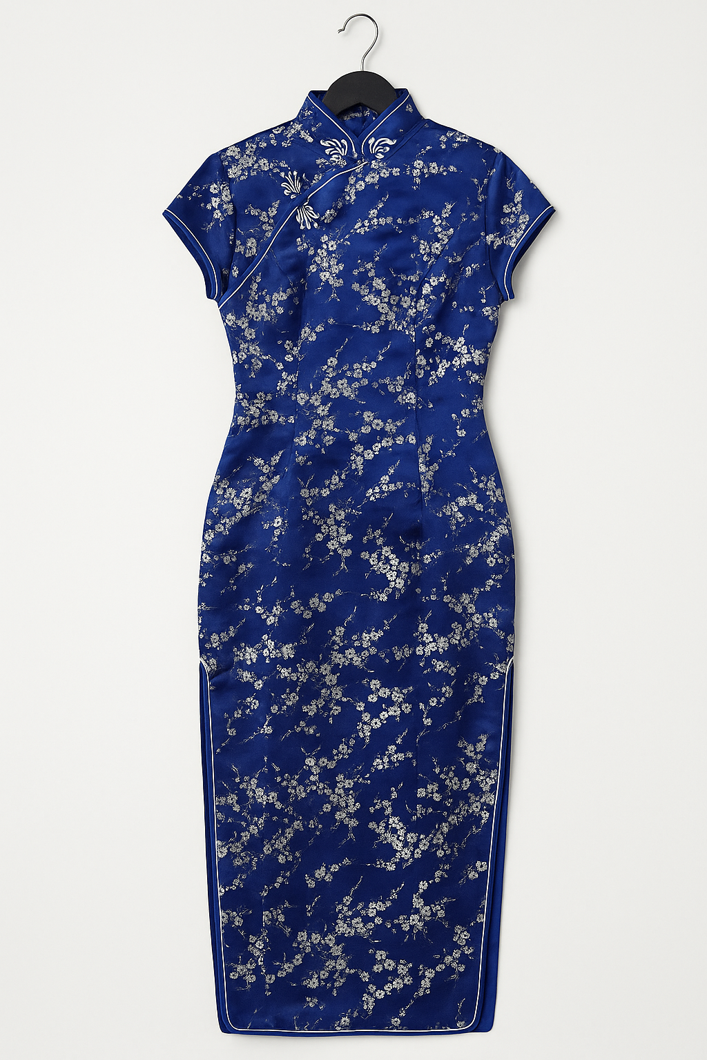 Robe chinoise longue bleue – style qipao / cheongsam – T36/38