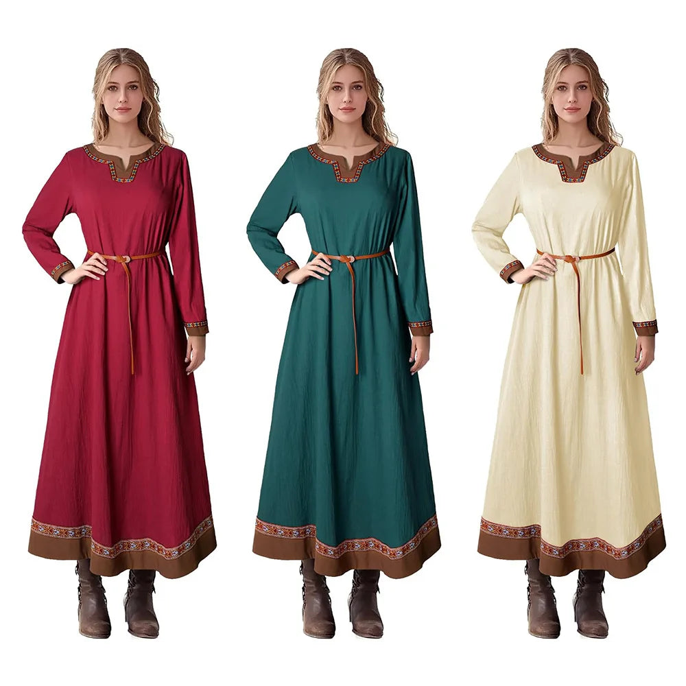 Retro Costumes Fraye Viking Medieval Women Dress Renaissance Dress Vetement Medieval Cosplay For Adult