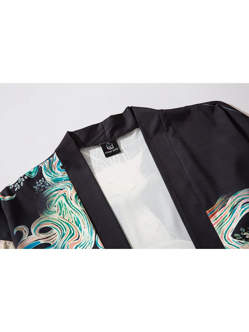 Japanese Kimonos Woman Samurai Cosplay Fox Jiu Jitsu Kimono Man Hanbok Haori Yukata Traditional KimonoFox Mask Costume Men