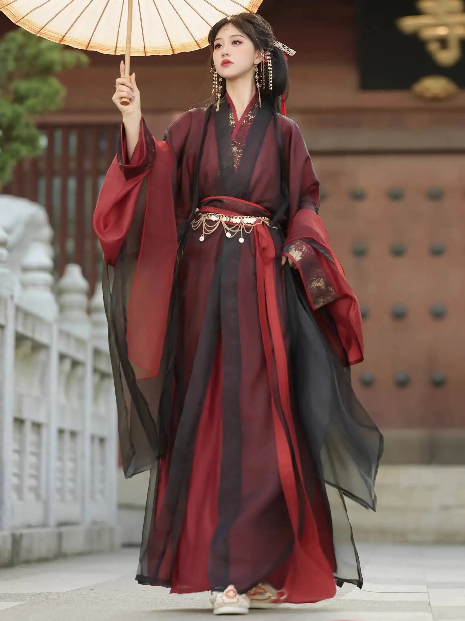 New Hanfu Women Wei-Jin Period Crossed Collars Warring States Robe Antiquities Fiesta Carnival Halloween Cos Cosplay